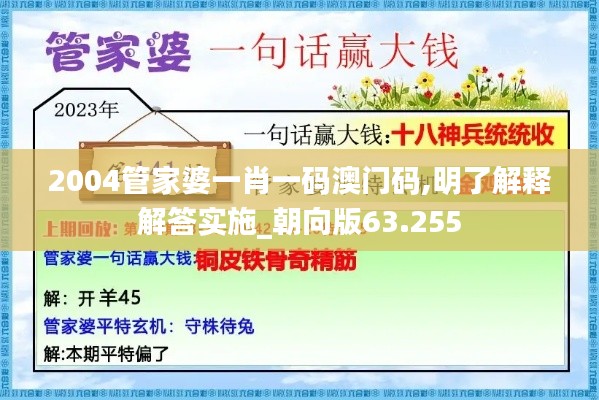 2004管家婆一肖一码澳门码,明了解释解答实施_朝向版63.255