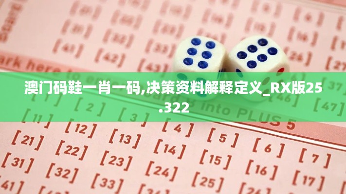 澳门码鞋一肖一码,决策资料解释定义_RX版25.322