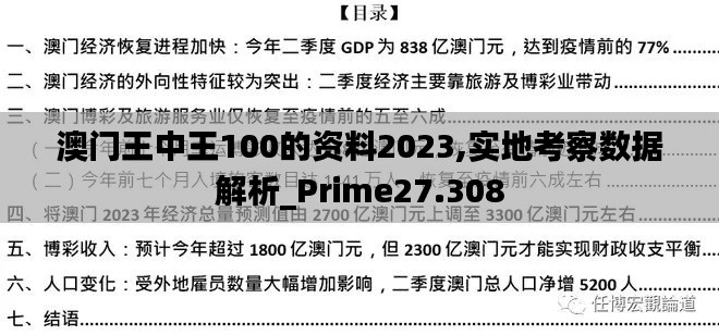 澳门王中王100的资料2023,实地考察数据解析_Prime27.308