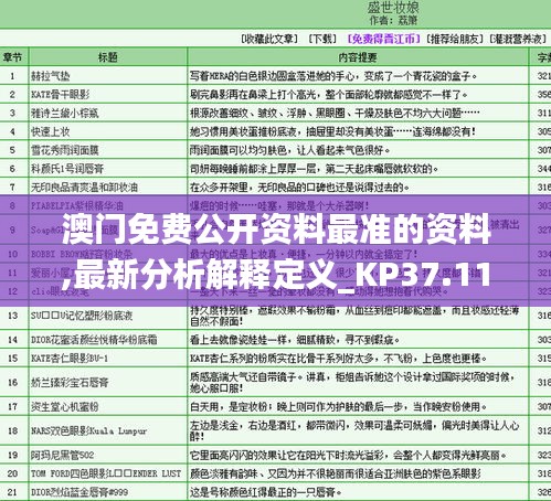 澳门免费公开资料最准的资料,最新分析解释定义_KP37.116-7