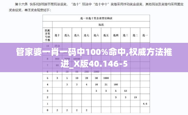 管家婆一肖一码中100%命中,权威方法推进_X版40.146-5