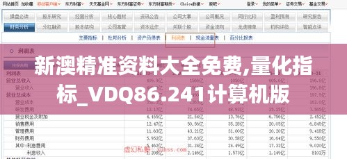 新澳精准资料大全免费,量化指标_VDQ86.241计算机版