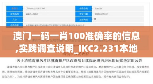 澳门一码一肖100准确率的信息,实践调查说明_IKC2.231本地版