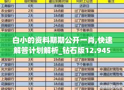 白小的资料期期公开一肖,快速解答计划解析_钻石版12.945