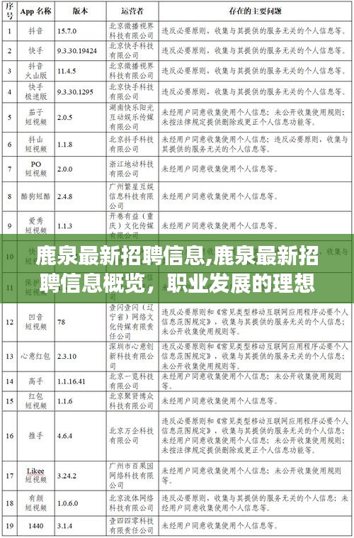 鹿泉最新招聘信息概览，职业发展的理想选择地，鹿泉求职首选平台